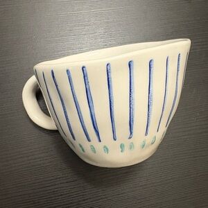 Blue and Aqua Striped Ceramic Mug
